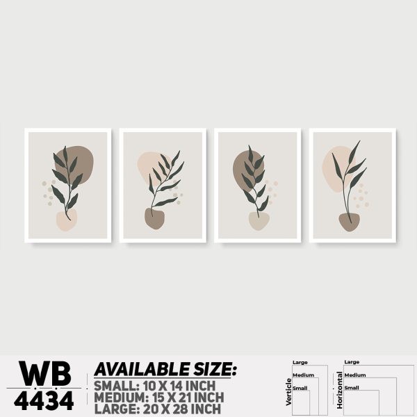 DDecorator Leaf With Abstract Art (Set of 4) Wall Canvas Wall Poster Wall Board - 3 Size Available - WB4434 - DDecorator