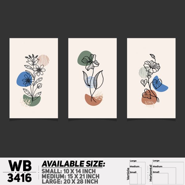 DDecorator Flower And Leaf ArtWork (Set of 3) Wall Canvas Wall Poster Wall Board - 3 Size Available - WB3416 - DDecorator