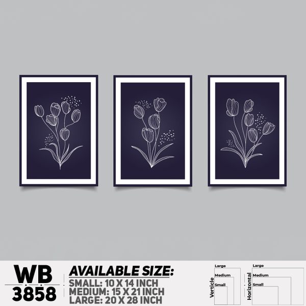 DDecorator Flower And Leaf ArtWork (Set of 3) Wall Canvas Wall Poster Wall Board - 3 Size Available - WB3858 - DDecorator