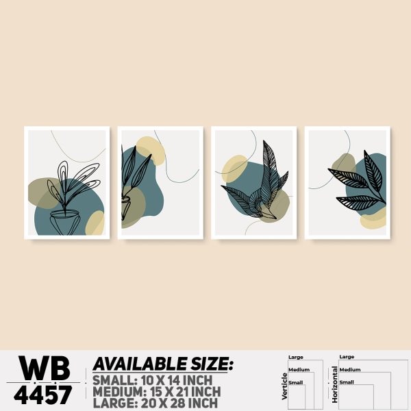 DDecorator Leaf With Abstract Art (Set of 4) Wall Canvas Wall Poster Wall Board - 3 Size Available - WB4457 - DDecorator