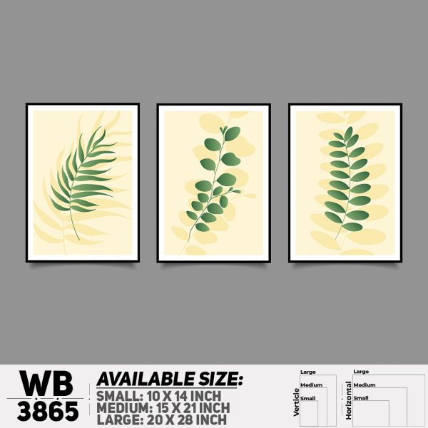 DDecorator Flower And Leaf ArtWork (Set of 3) Wall Canvas Wall Poster Wall Board - 3 Size Available - WB3865 - DDecorator