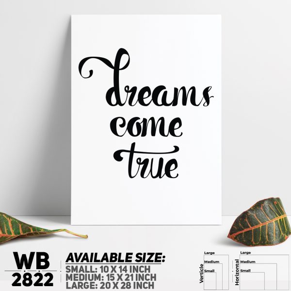DDecorator Dreams Come True - Motivational Wall Canvas Wall Poster Wall Board - 3 Size Available - WB2822 - DDecorator