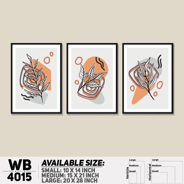 DDecorator Leaf With Abstract Art (Set of 3) Wall Canvas Wall Poster Wall Board - 3 Size Available - WB4015 - DDecorator