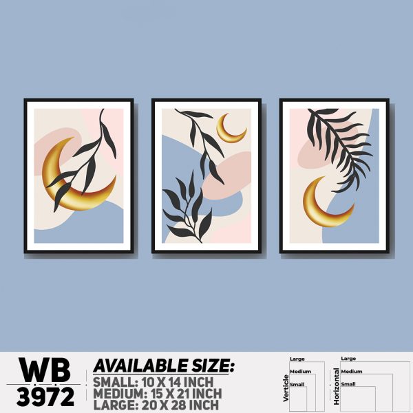 DDecorator Leaf Design Abstract Art (Set of 3) Wall Canvas Wall Poster Wall Board - 3 Size Available - WB3972 - DDecorator