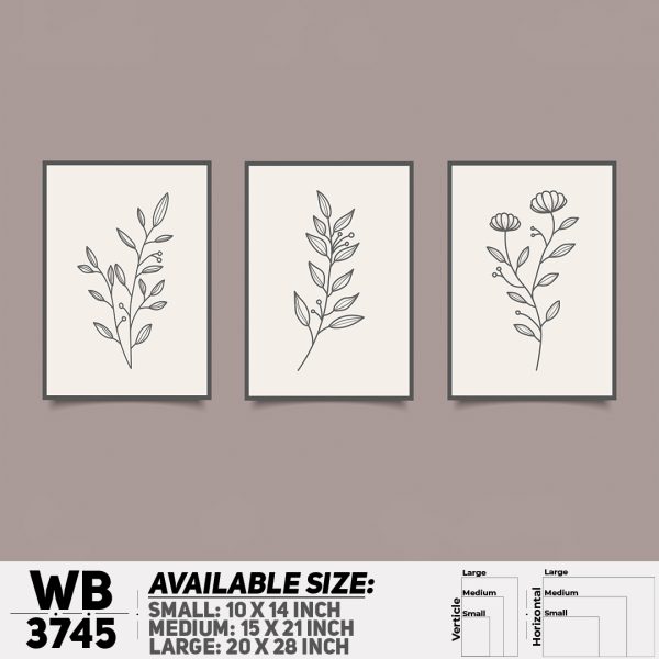 DDecorator Flower And Leaf ArtWork (Set of 3) Wall Canvas Wall Poster Wall Board - 3 Size Available - WB3745 - DDecorator