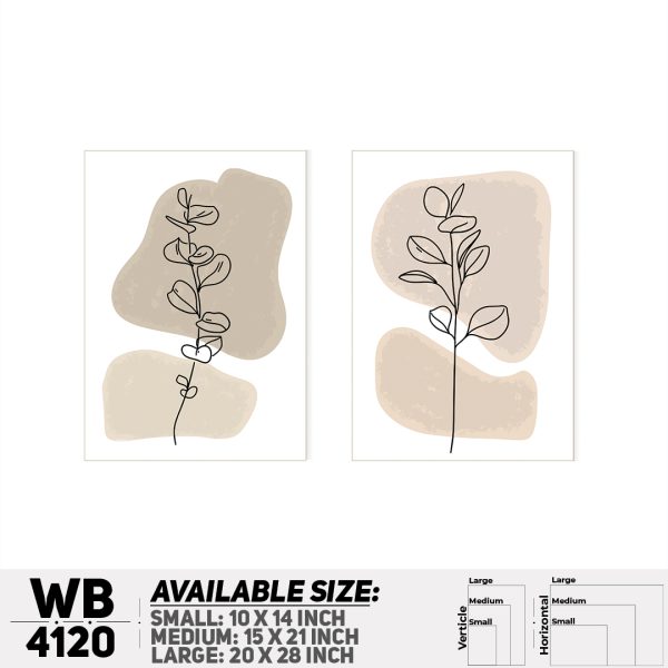 DDecorator Flower & Leaf With Vase (Set of 2) Wall Canvas Wall Poster Wall Board - 3 Size Available - WB4120 - DDecorator