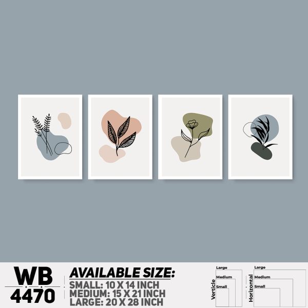 DDecorator Leaf With Abstract Art (Set of 4) Wall Canvas Wall Poster Wall Board - 3 Size Available - WB4470 - DDecorator