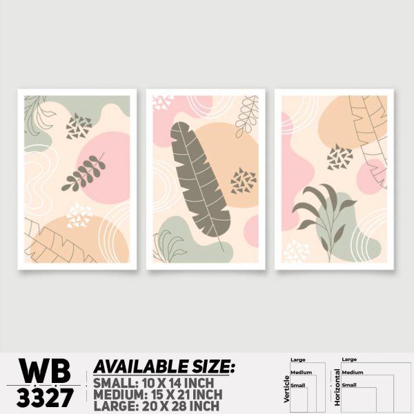 DDecorator Modern Leaf ArtWork (Set of 3) Wall Canvas Wall Poster Wall Board - 3 Size Available - WB3327 - DDecorator