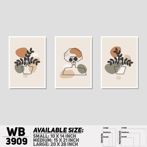 DDecorator Flower And Leaf ArtWork (Set of 3) Wall Canvas Wall Poster Wall Board - 3 Size Available - WB3909 - DDecorator