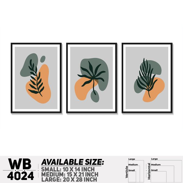 DDecorator Leaf With Abstract Art (Set of 3) Wall Canvas Wall Poster Wall Board - 3 Size Available - WB4024 - DDecorator