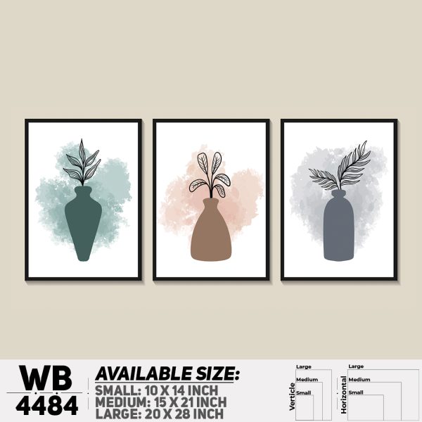 DDecorator Flower & Leaf With Vase (Set of 3) Wall Canvas Wall Poster Wall Board - 3 Size Available - WB4484 - DDecorator