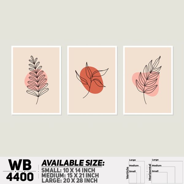 DDecorator Leaf With Abstract Art (Set of 3) Wall Canvas Wall Poster Wall Board - 3 Size Available - WB4400 - DDecorator