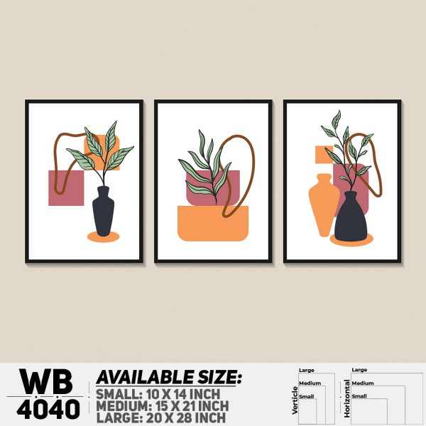 DDecorator Leaf With Abstract Art (Set of 3) Wall Canvas Wall Poster Wall Board - 3 Size Available - WB4040 - DDecorator