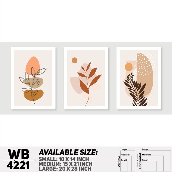 DDecorator Flower & Leaf Abstract Art (Set of 3) Wall Canvas Wall Poster Wall Board - 3 Size Available - WB4221 - DDecorator