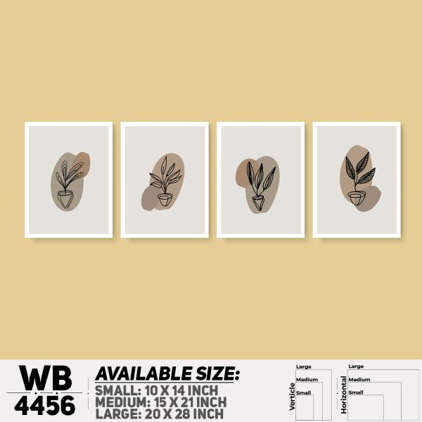 DDecorator Leaf With Abstract Art (Set of 4) Wall Canvas Wall Poster Wall Board - 3 Size Available - WB4456 - DDecorator