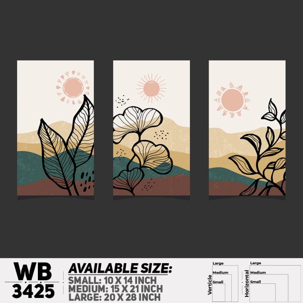 DDecorator Flower And Leaf ArtWork (Set of 3) Wall Canvas Wall Poster Wall Board - 3 Size Available - WB3425 - DDecorator