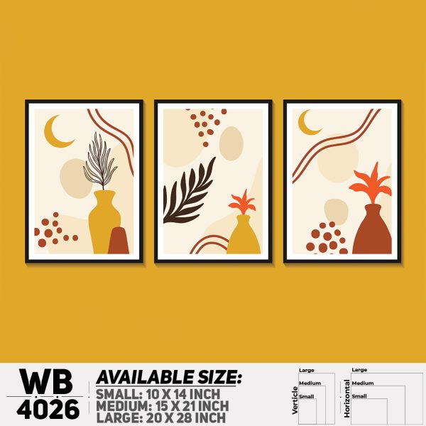 DDecorator Leaf With Abstract Art (Set of 3) Wall Canvas Wall Poster Wall Board - 3 Size Available - WB4026 - DDecorator