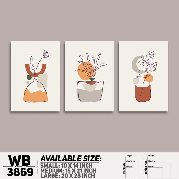 DDecorator Flower And Leaf ArtWork (Set of 3) Wall Canvas Wall Poster Wall Board - 3 Size Available - WB3869 - DDecorator