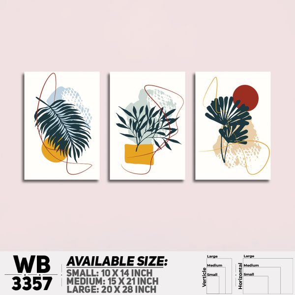 DDecorator Flower And Leaf ArtWork (Set of 3) Wall Canvas Wall Poster Wall Board - 3 Size Available - WB3357 - DDecorator