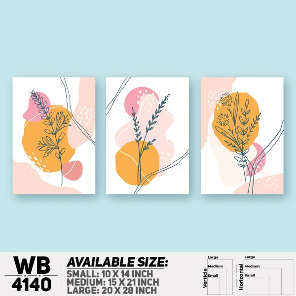 DDecorator Flower & Leaf Abstract Art (Set of 3) Wall Canvas Wall Poster Wall Board - 3 Size Available - WB4140 - DDecorator