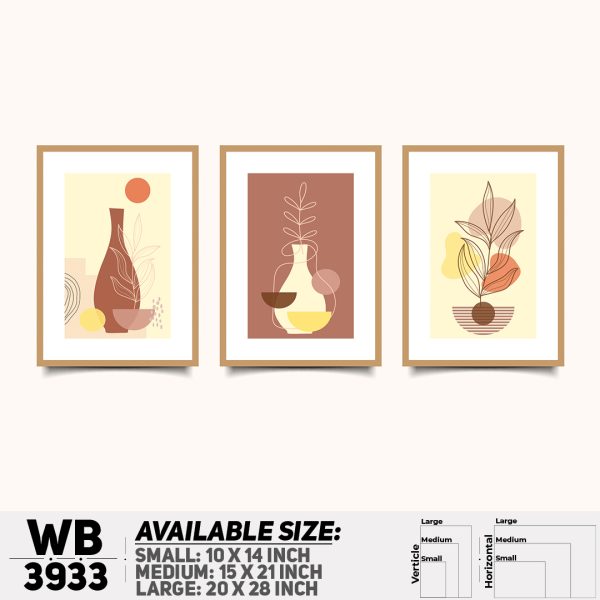 DDecorator Flower And Leaf ArtWork (Set of 3) Wall Canvas Wall Poster Wall Board - 3 Size Available - WB3933 - DDecorator