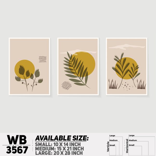 DDecorator Flower And Leaf ArtWork (Set of 3) Wall Canvas Wall Poster Wall Board - 3 Size Available - WB3567 - DDecorator