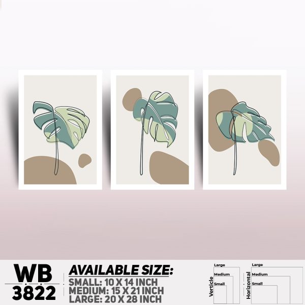 DDecorator Flower And Leaf ArtWork (Set of 3) Wall Canvas Wall Poster Wall Board - 3 Size Available - WB3822 - DDecorator