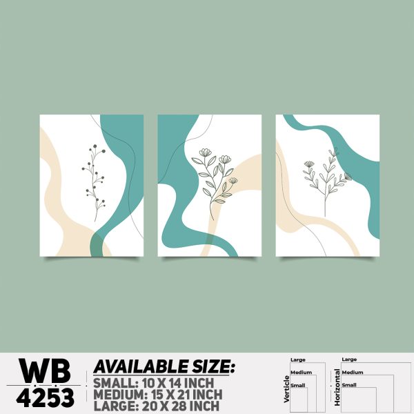 DDecorator Flower & Leaf Abstract Art (Set of 3) Wall Canvas Wall Poster Wall Board - 3 Size Available - WB4253 - DDecorator