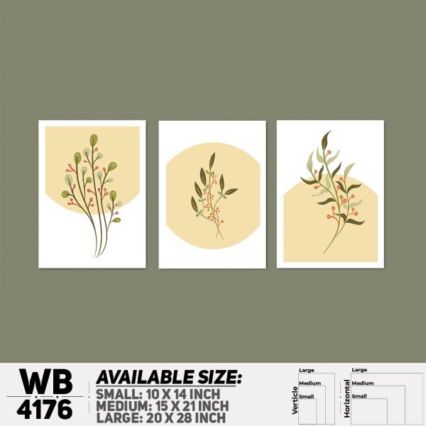 DDecorator Flower & Leaf (Set of 3) Wall Canvas Wall Poster Wall Board - 3 Size Available - WB4176 - DDecorator