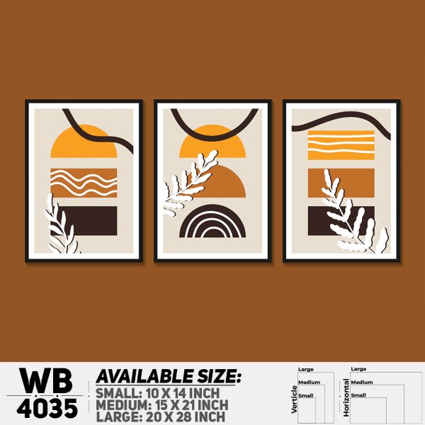 DDecorator Leaf With Abstract Art (Set of 3) Wall Canvas Wall Poster Wall Board - 3 Size Available - WB4035 - DDecorator