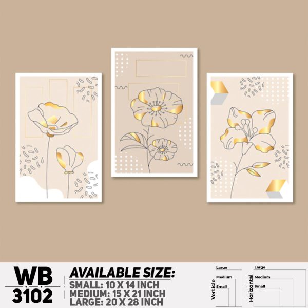 DDecorator Modern Flower ArtWork (Set of 3) Wall Canvas Wall Poster Wall Board - 3 Size Available - WB3102 - DDecorator