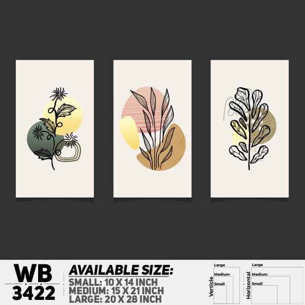 DDecorator Flower And Leaf ArtWork (Set of 3) Wall Canvas Wall Poster Wall Board - 3 Size Available - WB3422 - DDecorator