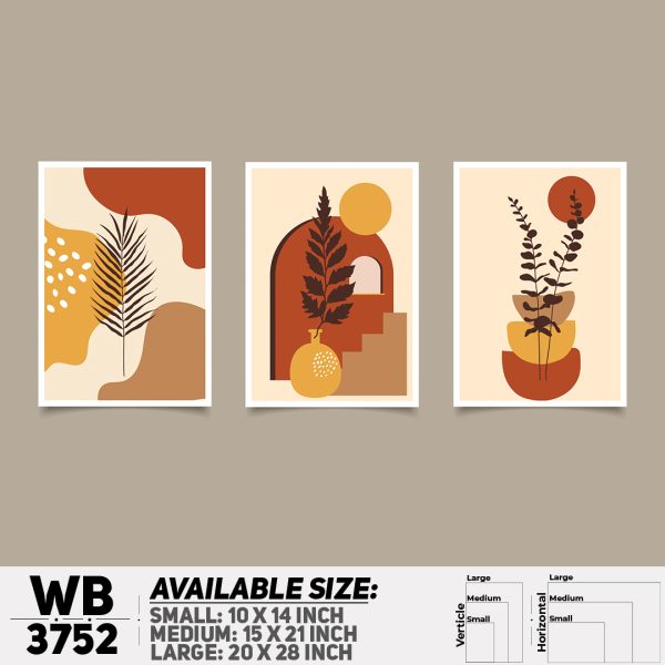 DDecorator Flower And Leaf ArtWork (Set of 3) Wall Canvas Wall Poster Wall Board - 3 Size Available - WB3752 - DDecorator