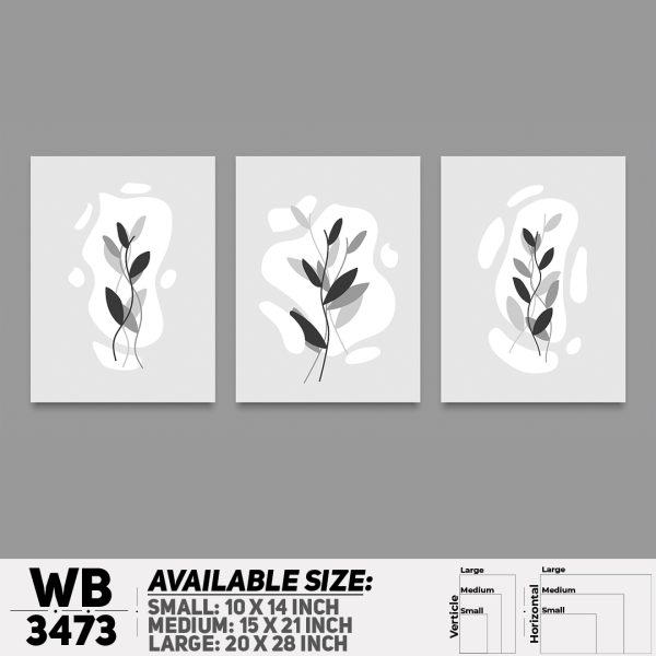 DDecorator Flower And Leaf ArtWork (Set of 3) Wall Canvas Wall Poster Wall Board - 3 Size Available - WB3473 - DDecorator