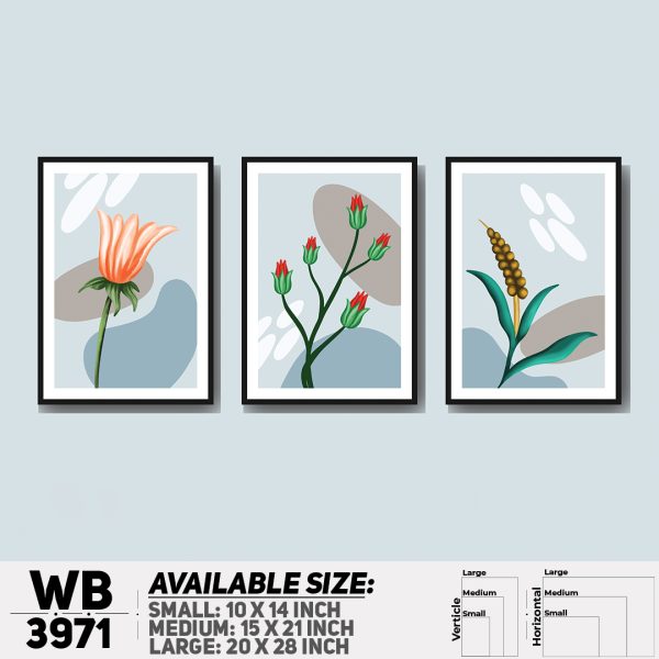 DDecorator Flower Desing Abstract Art (Set of 3) Wall Canvas Wall Poster Wall Board - 3 Size Available - WB3971 - DDecorator