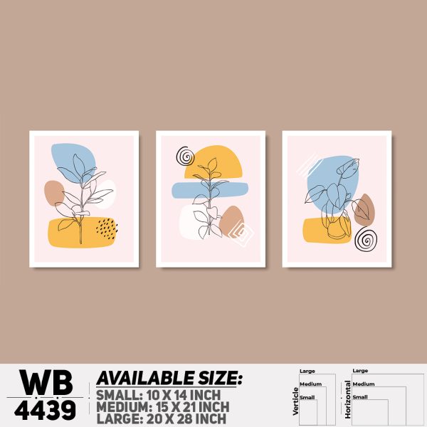 DDecorator Flower & Leaf Abstract Art (Set of 3) Wall Canvas Wall Poster Wall Board - 3 Size Available - WB4439 - DDecorator