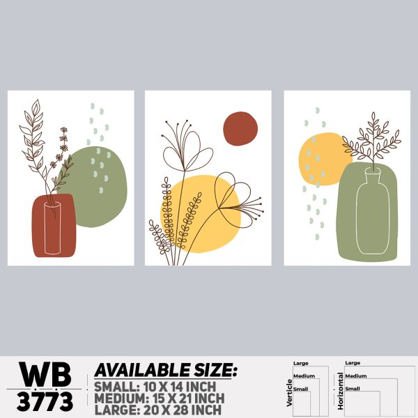 DDecorator Flower And Leaf ArtWork (Set of 3) Wall Canvas Wall Poster Wall Board - 3 Size Available - WB3773 - DDecorator