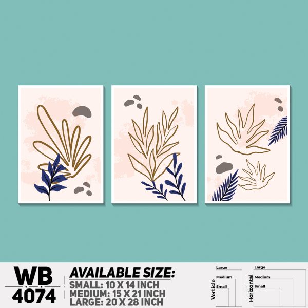 DDecorator Leaf With Abstract Art (Set of 3) Wall Canvas Wall Poster Wall Board - 3 Size Available - WB4074 - DDecorator