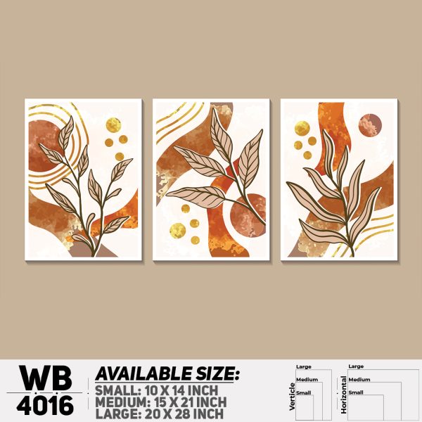 DDecorator Leaf With Abstract Art (Set of 3) Wall Canvas Wall Poster Wall Board - 3 Size Available - WB4016 - DDecorator
