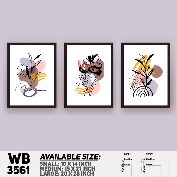 DDecorator Flower And Leaf ArtWork (Set of 3) Wall Canvas Wall Poster Wall Board - 3 Size Available - WB3561 - DDecorator
