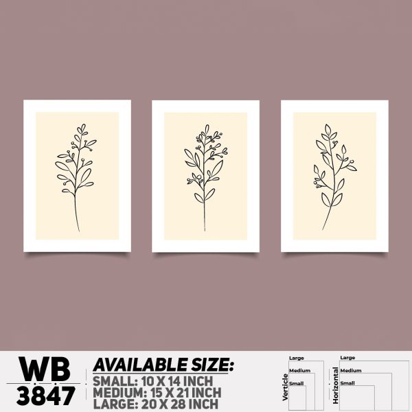 DDecorator Flower And Leaf ArtWork (Set of 3) Wall Canvas Wall Poster Wall Board - 3 Size Available - WB3847 - DDecorator