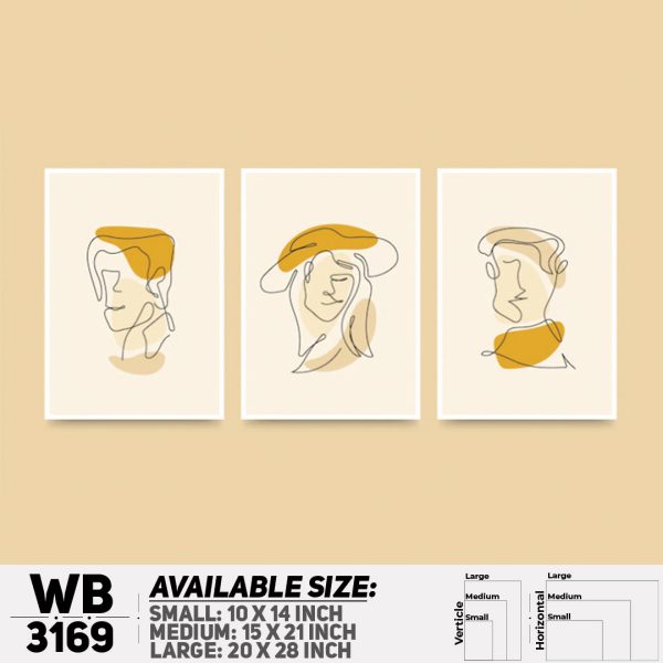 DDecorator Modern Leaf One Line Art ArtWork (Set of 3) Wall Canvas Wall Poster Wall Board - 3 Size Available - WB3169 - DDecorator