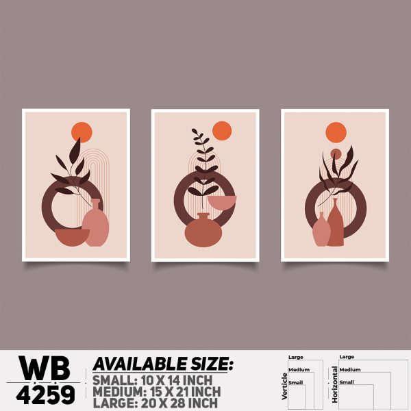 DDecorator Flower & Leaf Abstract Art (Set of 3) Wall Canvas Wall Poster Wall Board - 3 Size Available - WB4259 - DDecorator