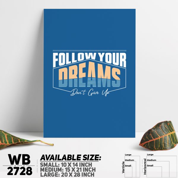 DDecorator Follow Your Dreams - Motivational Wall Canvas Wall Poster Wall Board - 3 Size Available - WB2729 - DDecorator