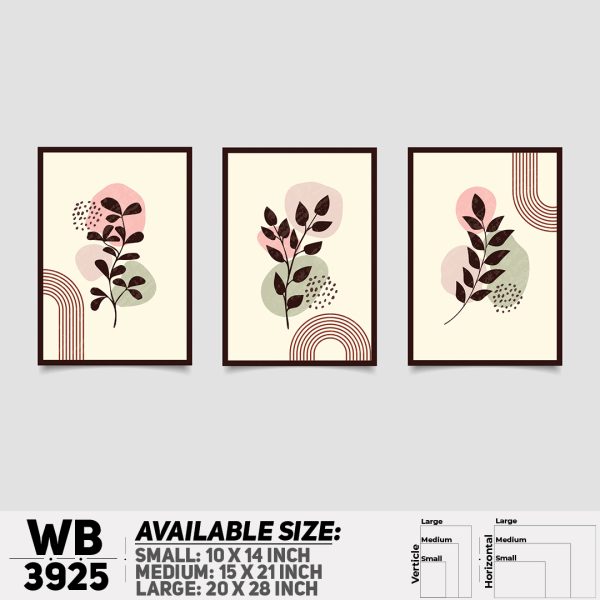 DDecorator Flower And Leaf ArtWork (Set of 3) Wall Canvas Wall Poster Wall Board - 3 Size Available - WB3925 - DDecorator