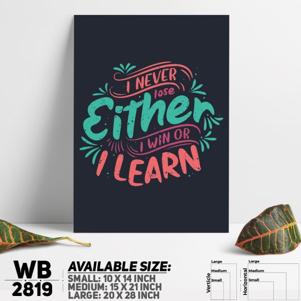 DDecorator Never Lose & Learn - Motivational Wall Canvas Wall Poster Wall Board - 3 Size Available - WB2819 - DDecorator