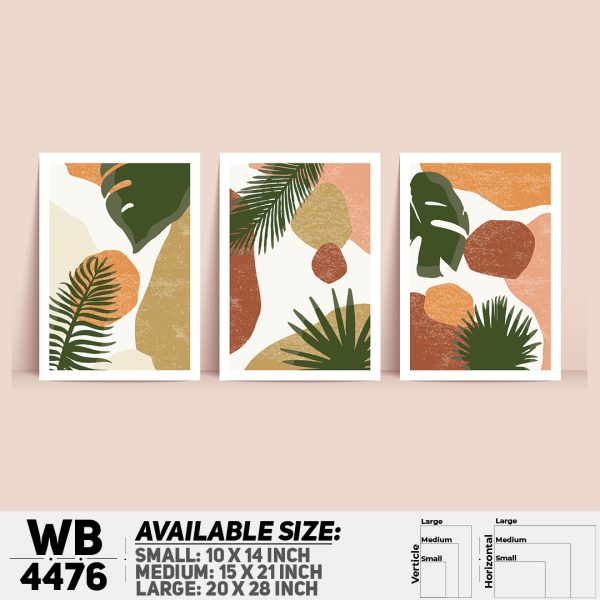DDecorator Leaf With Abstract Art (Set of 3) Wall Canvas Wall Poster Wall Board - 3 Size Available - WB4476 - DDecorator