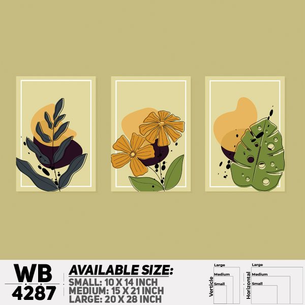 DDecorator Leaf With Abstract Art (Set of 3) Wall Canvas Wall Poster Wall Board - 3 Size Available - WB4287 - DDecorator