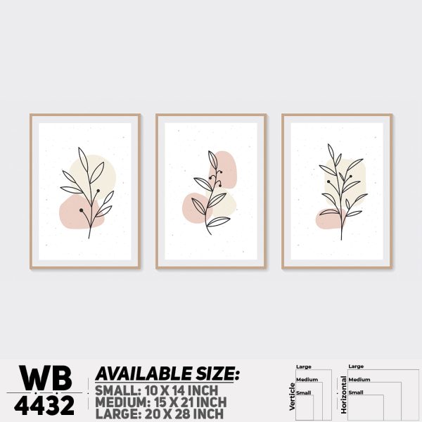 DDecorator Leaf With Abstract Art (Set of 3) Wall Canvas Wall Poster Wall Board - 3 Size Available - WB4432 - DDecorator