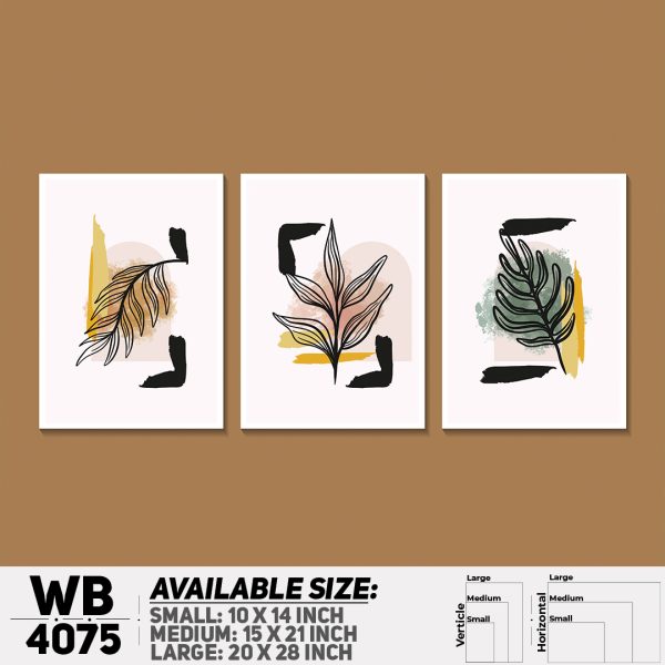 DDecorator Leaf With Abstract Art (Set of 3) Wall Canvas Wall Poster Wall Board - 3 Size Available - WB4075 - DDecorator